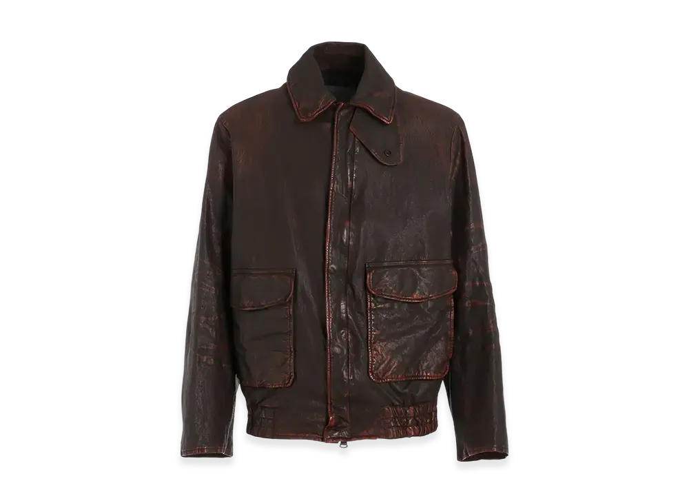 Yohji Yamamoto POUR HOMME Backlash Mimosa Garment Dyed Flight Jacket "Dark Brown"