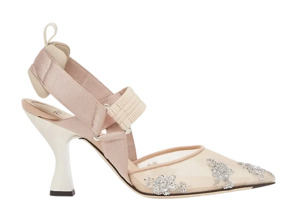 VIPセール【FENDI】コリブリ ライト ピンクFFメッシュ ヒール FENDI Women's Colibri 