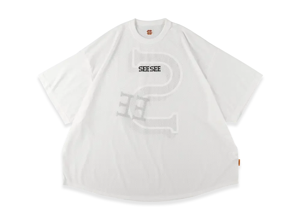 SEE SEE Super Big Round Mesh Tee "White"