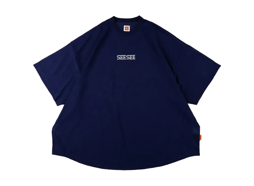 SEE SEE Super Big Round Mesh Tee "Navy"