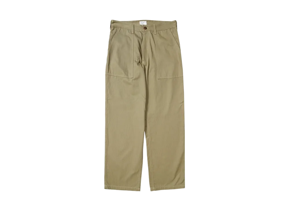 ANDFAMILYS HERRINGBONE BAKER PANTS "KH"
