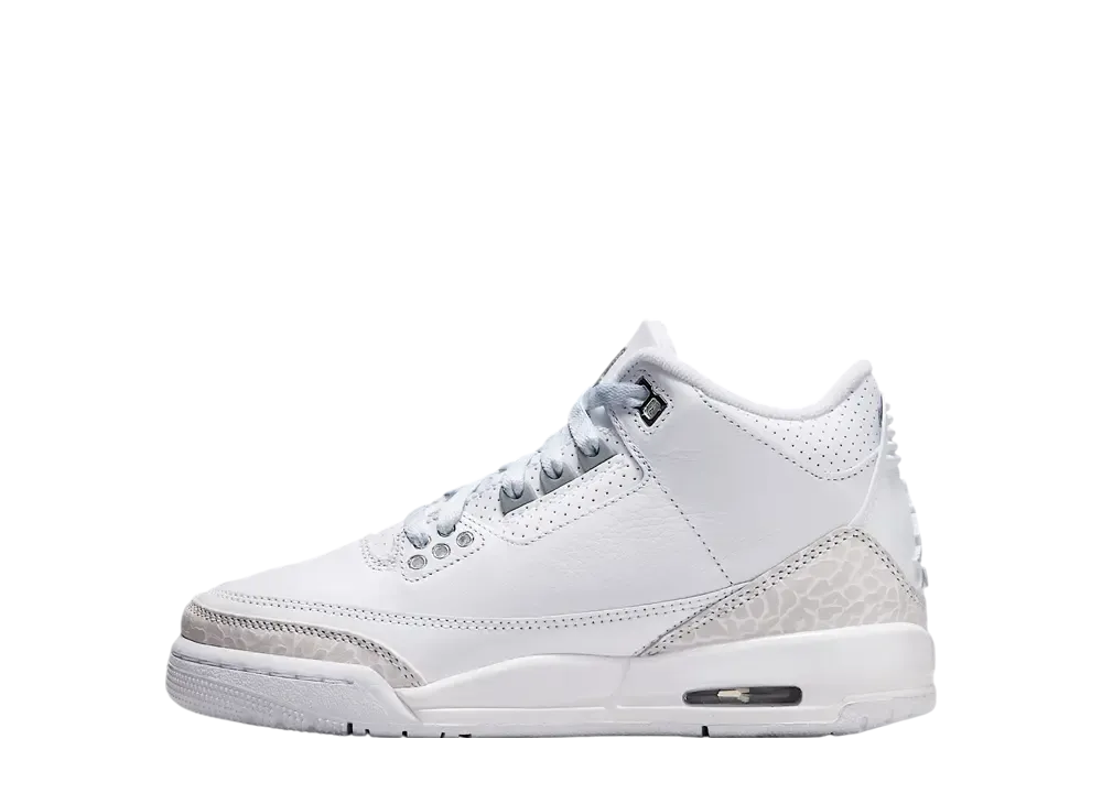 ナイキ GS エアジョーダン3 レトロ "ピュアマネー/ホワイト アンド シルバー" (2025) (キッズ)