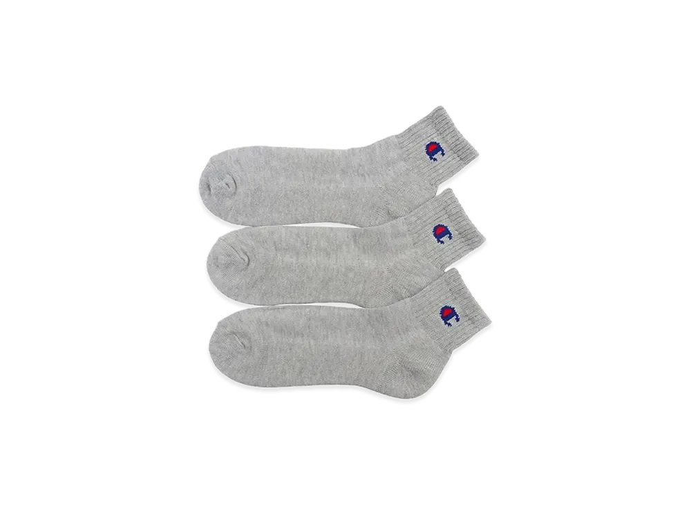 Champion 3Pair Quarter Length Socks (Half Pile) "Heather Gray"