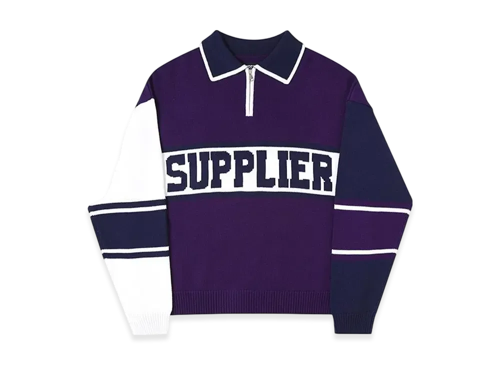 SUPPLIER College Logo Half Zip C-Logo Knit "Purple"