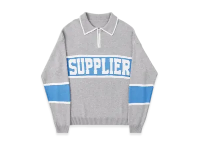SUPPLIER College Logo Half Zip C-Logo Knit "Gray"