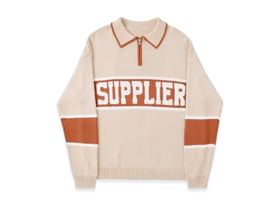 SUPPLIER College Logo Half Zip C-Logo Knit "Brown"