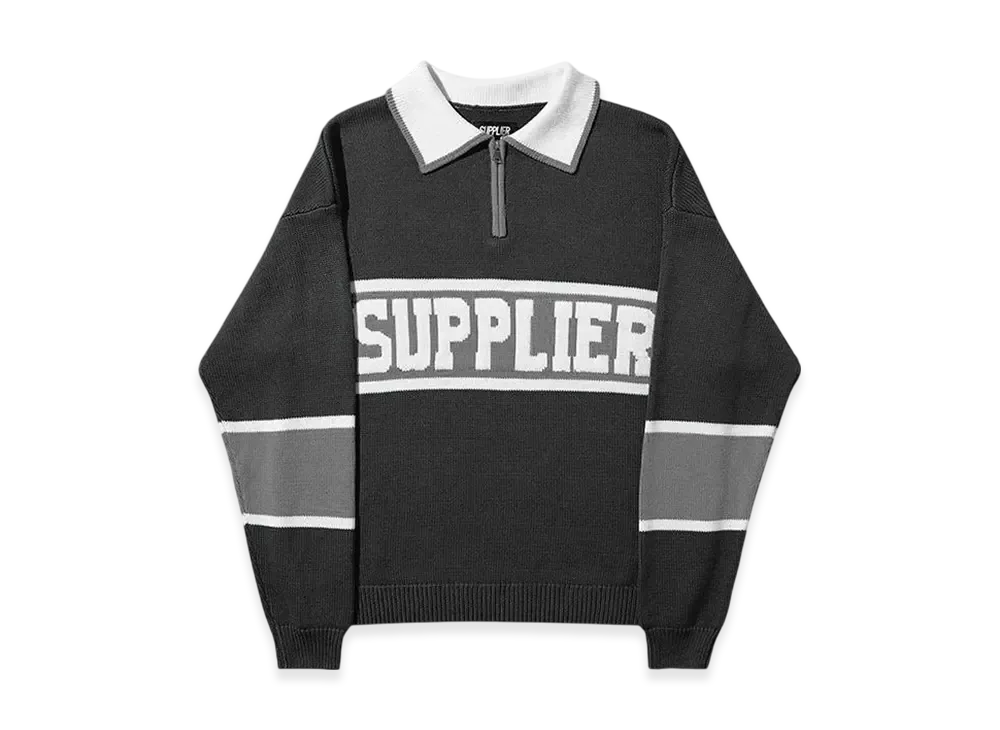 SUPPLIER College Logo Half Zip C-Logo Knit "Black"