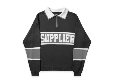 SUPPLIER College Logo Half Zip C-Logo Knit "Black"
