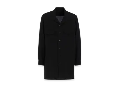 Yohji Yamamoto POUR HOMME Suit Cellulose Poplin CDH Open Collar Shirt "Black"