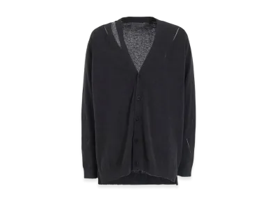 Yohji Yamamoto POUR HOMME 12G2P Jersey Dioganal Pattern Shoulder Slit V CD "Charcoal"