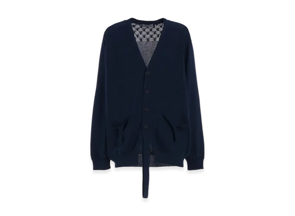 Yohji Yamamoto POUR HOMME 7G Openwork Jersey Plain Front V CD "Navy"