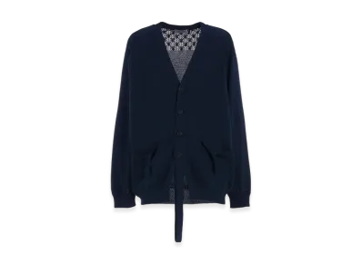 Yohji Yamamoto POUR HOMME 7G Openwork Jersey Plain Front V CD "Navy"