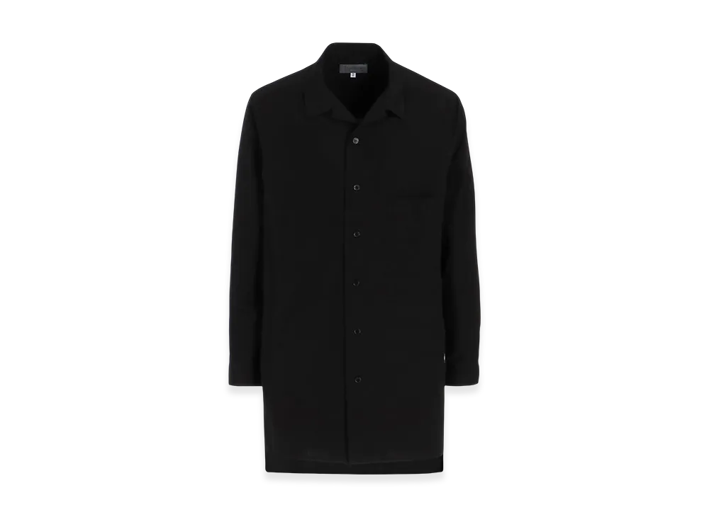Yohji Yamamoto POUR HOMME Chain Stitch Broad Open Collar Blouse "Black"