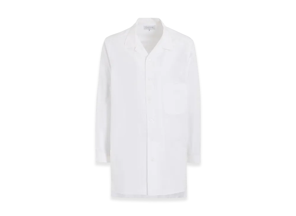 Yohji Yamamoto POUR HOMME Chain Stitch Broad Open Collar Blouse "White"
