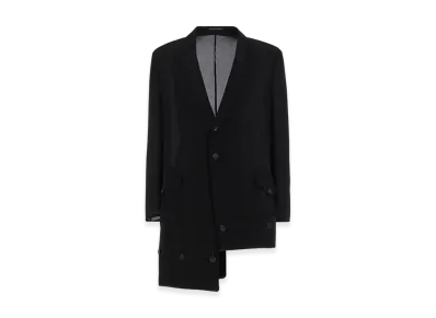 Yohji Yamamoto POUR HOMME 12M Silk Decine Hem Button Detail Jacket "Black"
