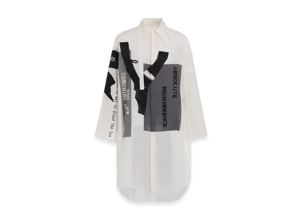 Yohji Yamamoto POUR HOMME Asymmetry Collar Print Blouse "White"