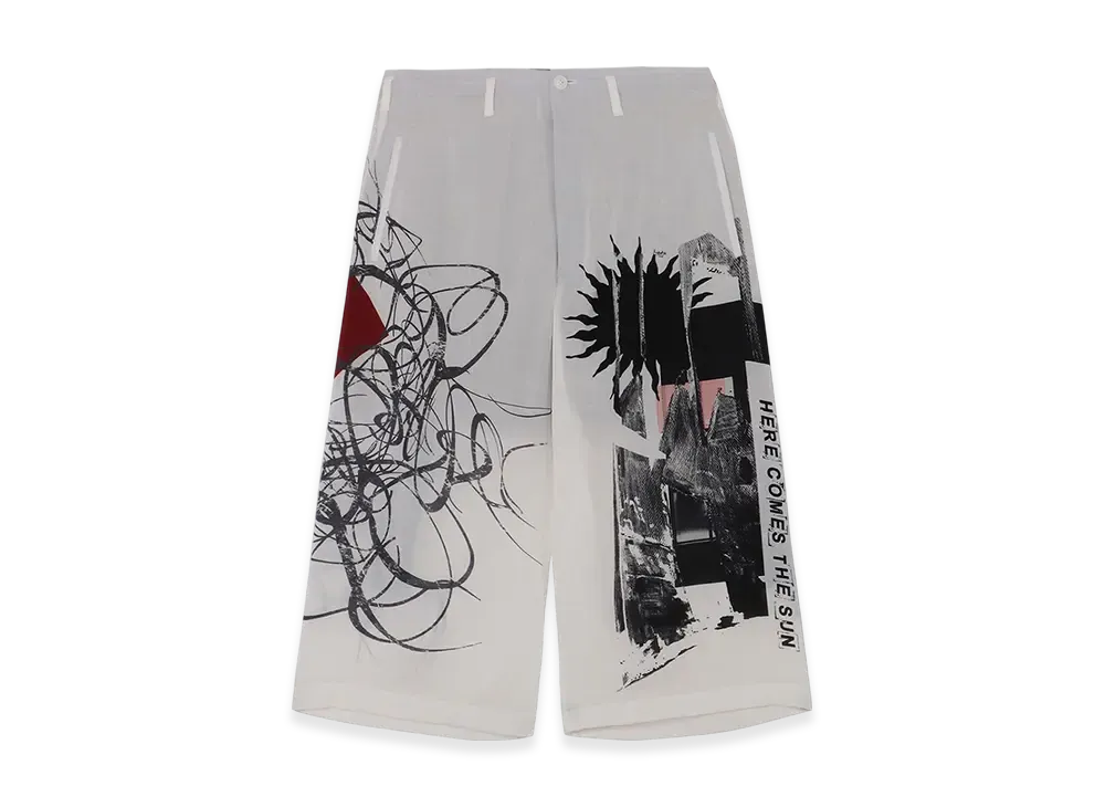 Yohji Yamamoto POUR HOMME Sun Motif Print Pants "White"