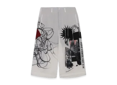 Yohji Yamamoto POUR HOMME Sun Motif Print Pants "White"