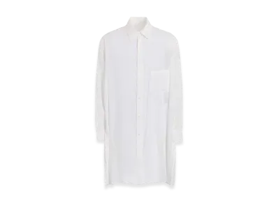 Yohji Yamamoto POUR HOMME White 80 Modal Lawn Back Paneled Slit Blouse "Off White"