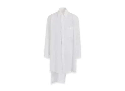 Yohji Yamamoto POUR HOMME White 80 Modal Lawn Tab Detail Blouse "Off White"