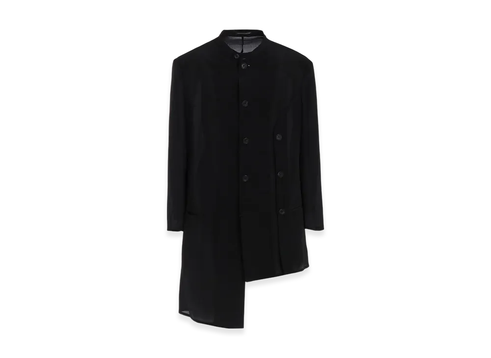 Yohji Yamamoto POUR HOMME 12M Silk Decine Stand Collar Asm Jacket "Black"