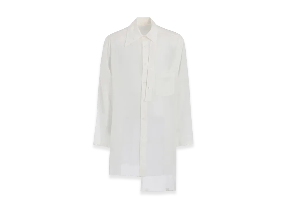 Yohji Yamamoto POUR HOMME 60 Cellulose Loan Double Layer Tab Collar Blouse "Off White"