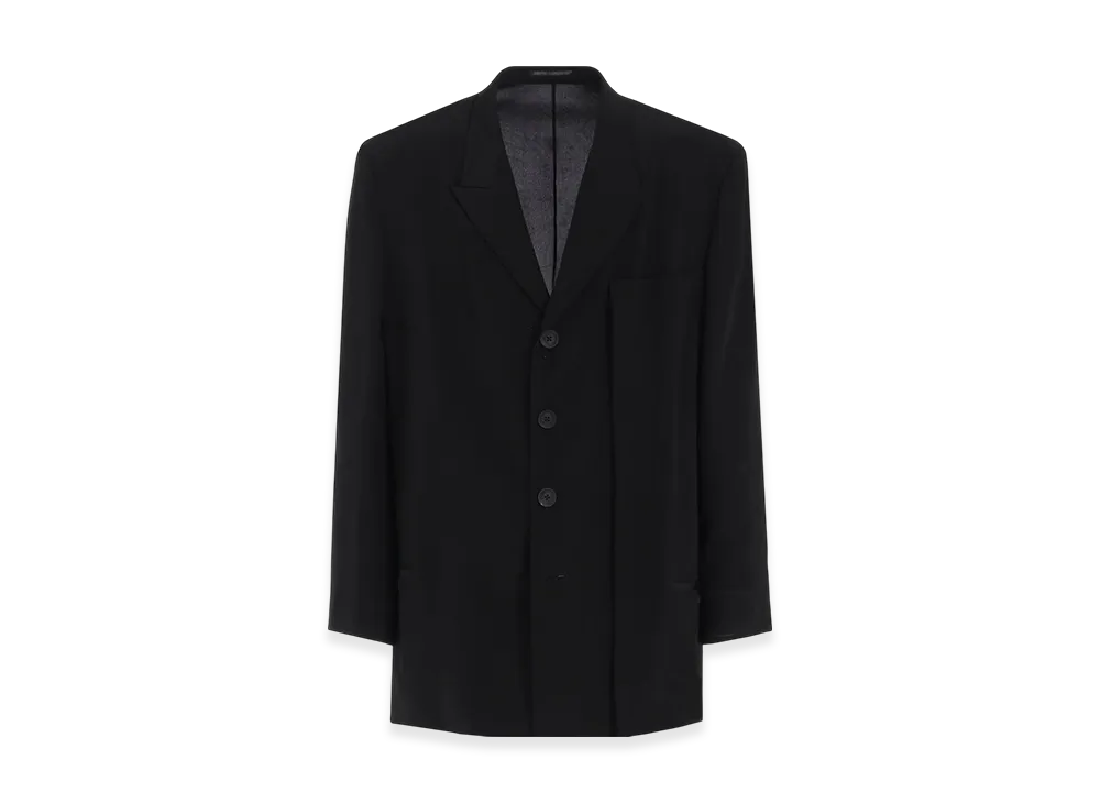 Yohji Yamamoto POUR HOMME 16M Crepe De Chine Asymmetry Jacket "Black"