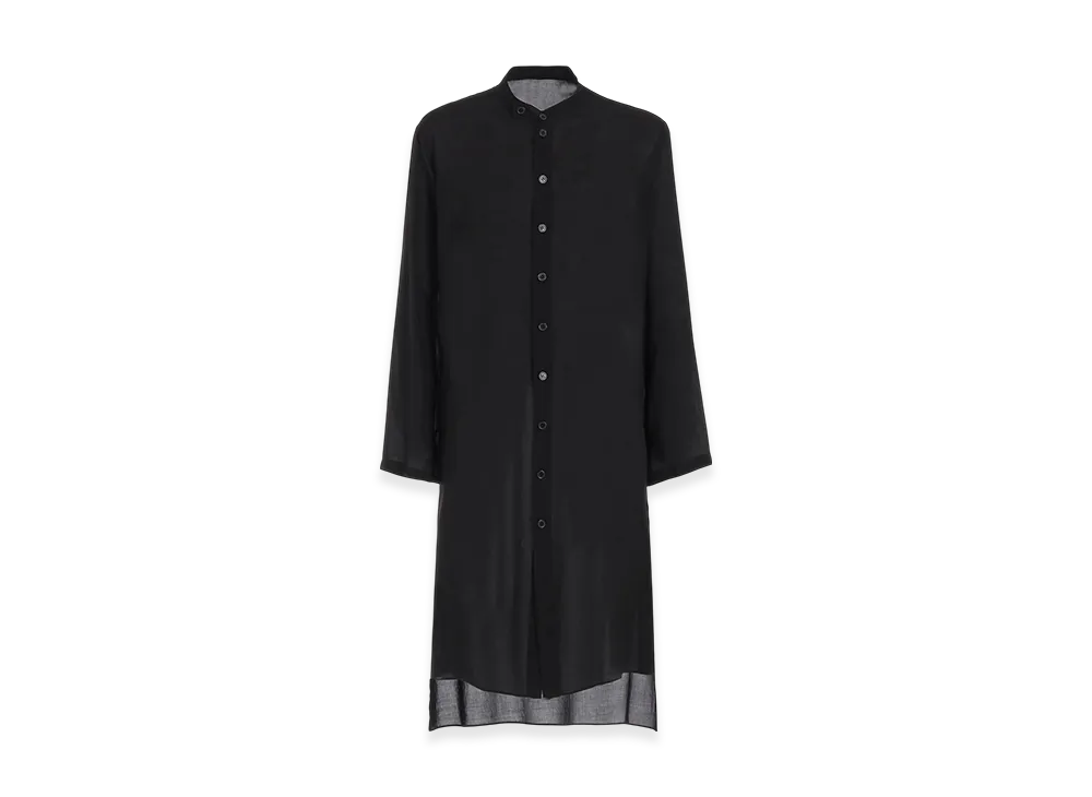 Yohji Yamamoto POUR HOMME 80 Modal Loan Stand Collar Long Blouse "Black"