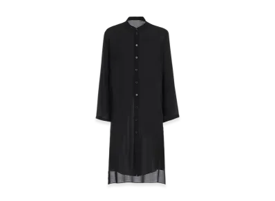 Yohji Yamamoto POUR HOMME 80 Modal Loan Stand Collar Long Blouse "Black"