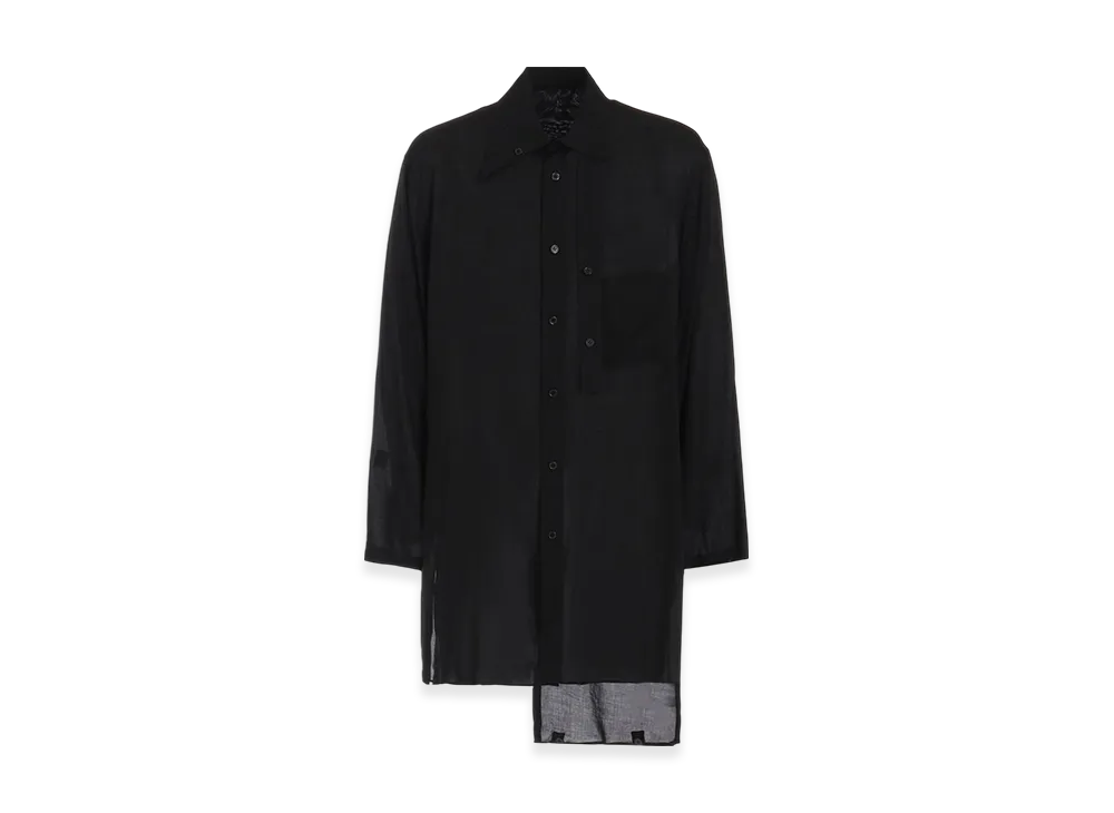 Yohji Yamamoto POUR HOMME 80 Modal Loan Double Layer Tab Collar Blouse "Black"