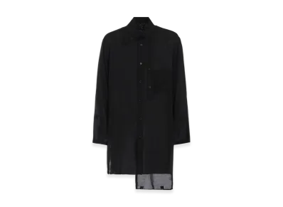 Yohji Yamamoto POUR HOMME 80 Modal Loan Double Layer Tab Collar Blouse "Black"