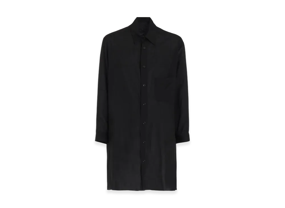 Yohji Yamamoto POUR HOMME 80 Modal Loan Back Paneled Slit Blouse "Black"