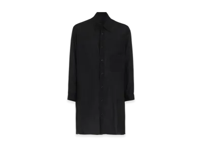 Yohji Yamamoto POUR HOMME 80 Modal Loan Back Paneled Slit Blouse "Black"