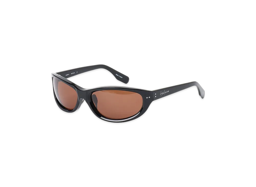 Yohji Yamamoto POUR HOMME Black Acetate Curve Sunglasses "Brown"