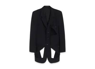 Yohji Yamamoto POUR HOMME Wool Gabardine Diagonal Button Jacket "Black"