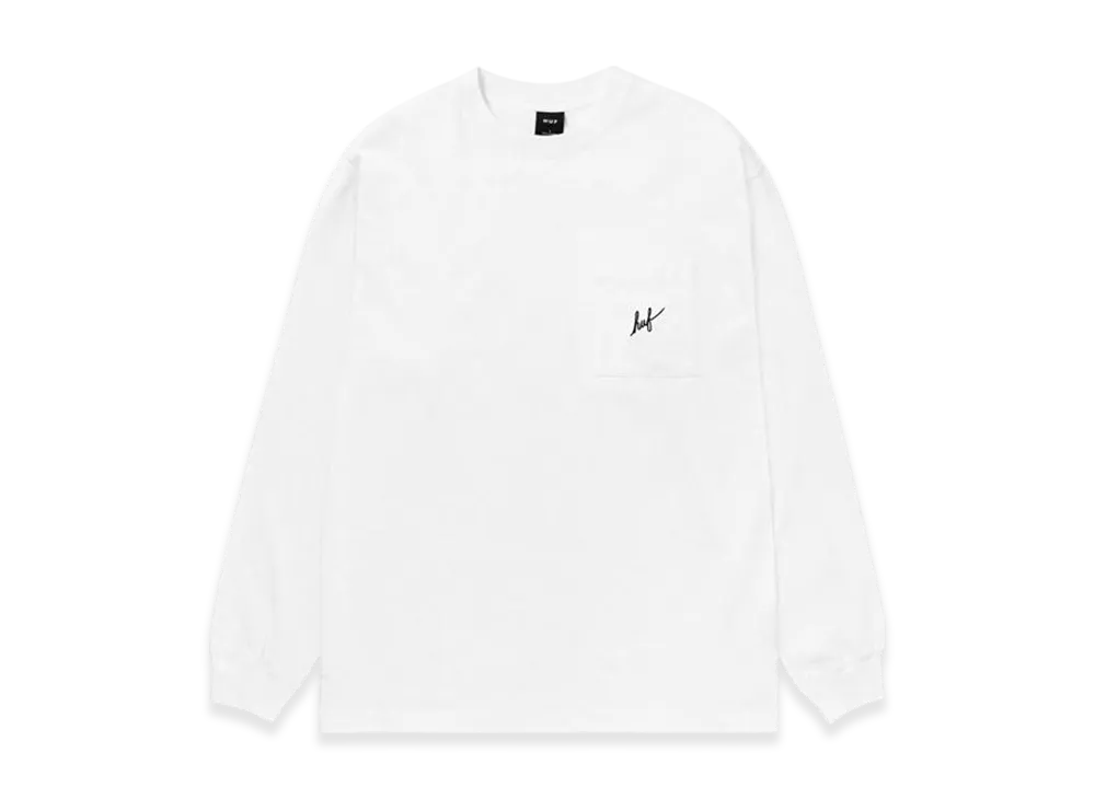 HUF Script Pocket LS Tee "White"