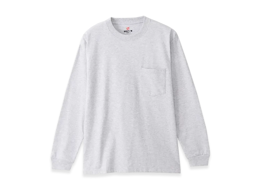 Hanes BEEFY Pocket Long Sleeve T-shirt "Heather Gray"