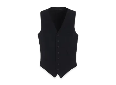 Yohji Yamamoto POUR HOMME Wool Gabardine 7 Buttons Vest "Black"