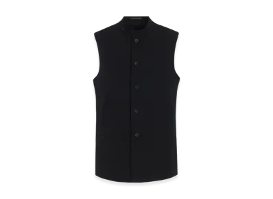 Yohji Yamamoto POUR HOMME Wool Gabardine Stand Collar Vest "Black"