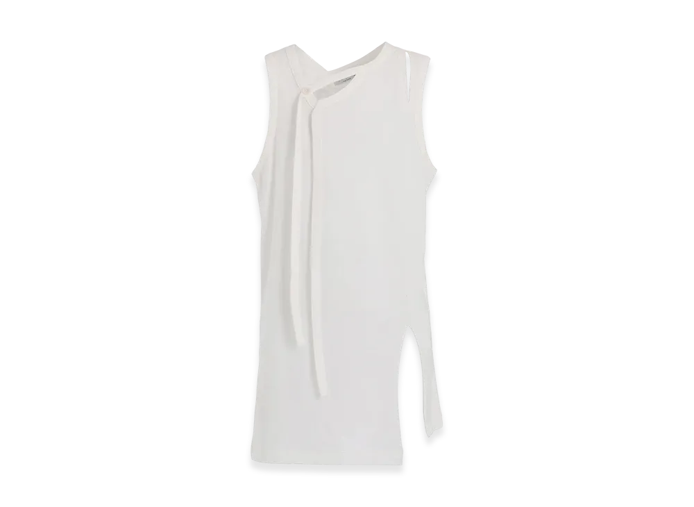 Yohji Yamamoto POUR HOMME Single Jersey Binder V-Neck Tank Top "White"