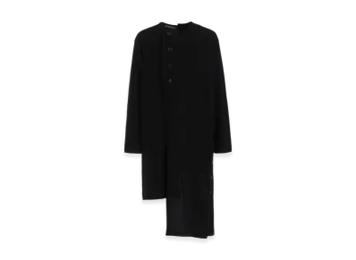 Yohji Yamamoto POUR HOMME 10/-BD Gauze Single Jersey Unbalanced Henry Neck Ls T "Black"