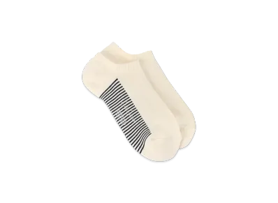 Yohji Yamamoto POUR HOMME C/AC Pile Jersey Short Border Socks "Ivory"