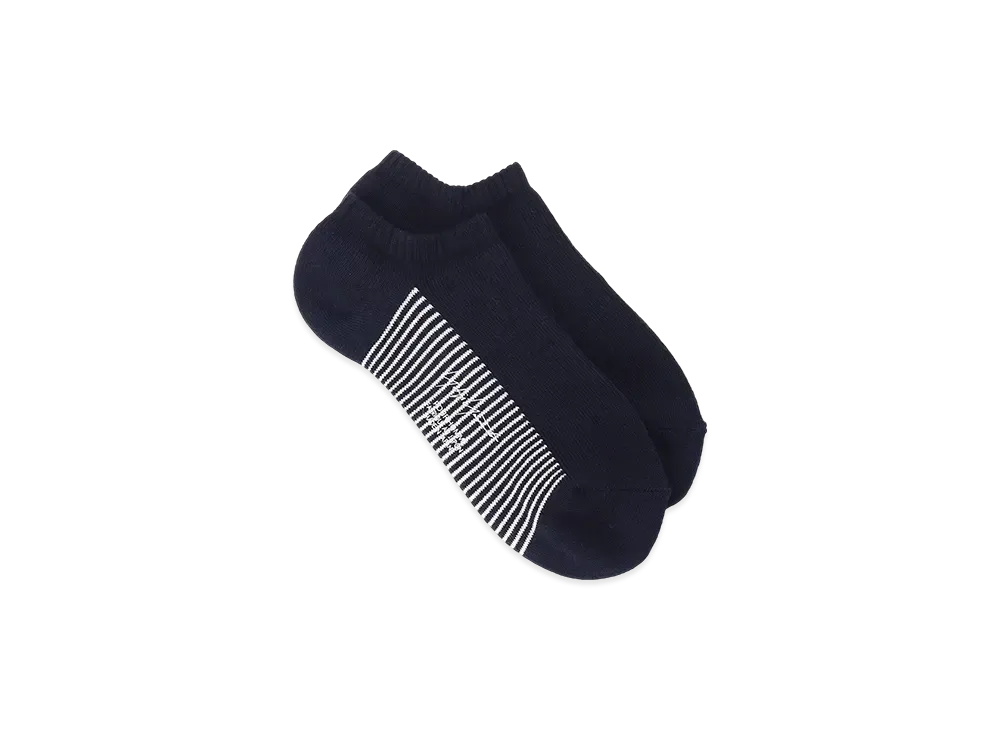 Yohji Yamamoto POUR HOMME C/AC Pile Jersey Short Border Socks "Navy"