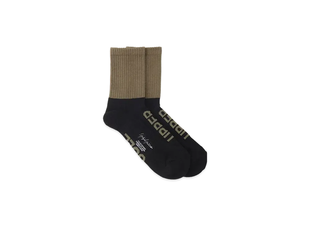 Yohji Yamamoto POUR HOMME C/AC Pile Rib Bicolor Socks "Khaki"