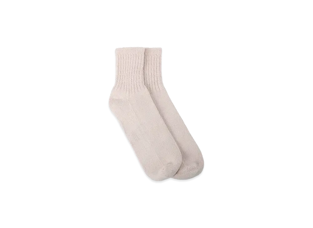 Yohji Yamamoto POUR HOMME 1/28 Raw Silk Ankle Rib Socks "Ivory"