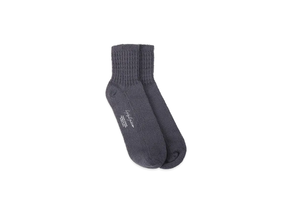 Yohji Yamamoto POUR HOMME 1/28 Raw Silk Ankle Rib Socks "Moss Green"