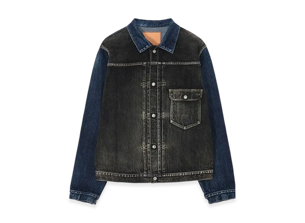 Yohji Yamamoto POUR HOMME SP 14OZ/MW Bicolor Denim Jacket "Black/Indigo"