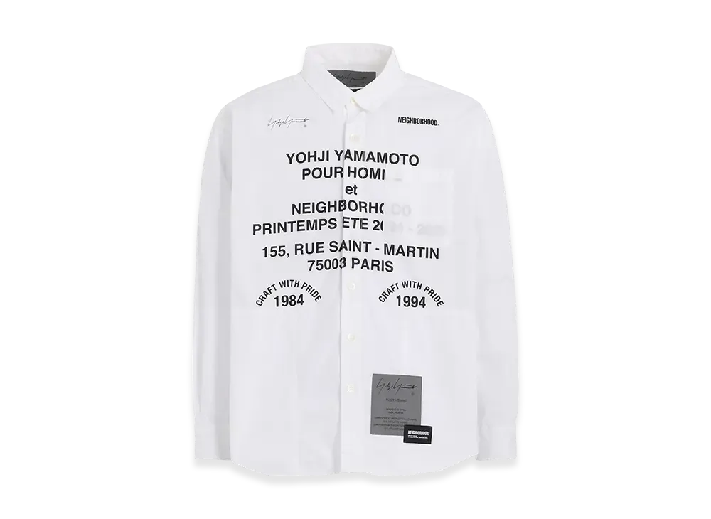 Yohji Yamamoto POUR HOMME x Neighborhood Print Shirt LS "White"