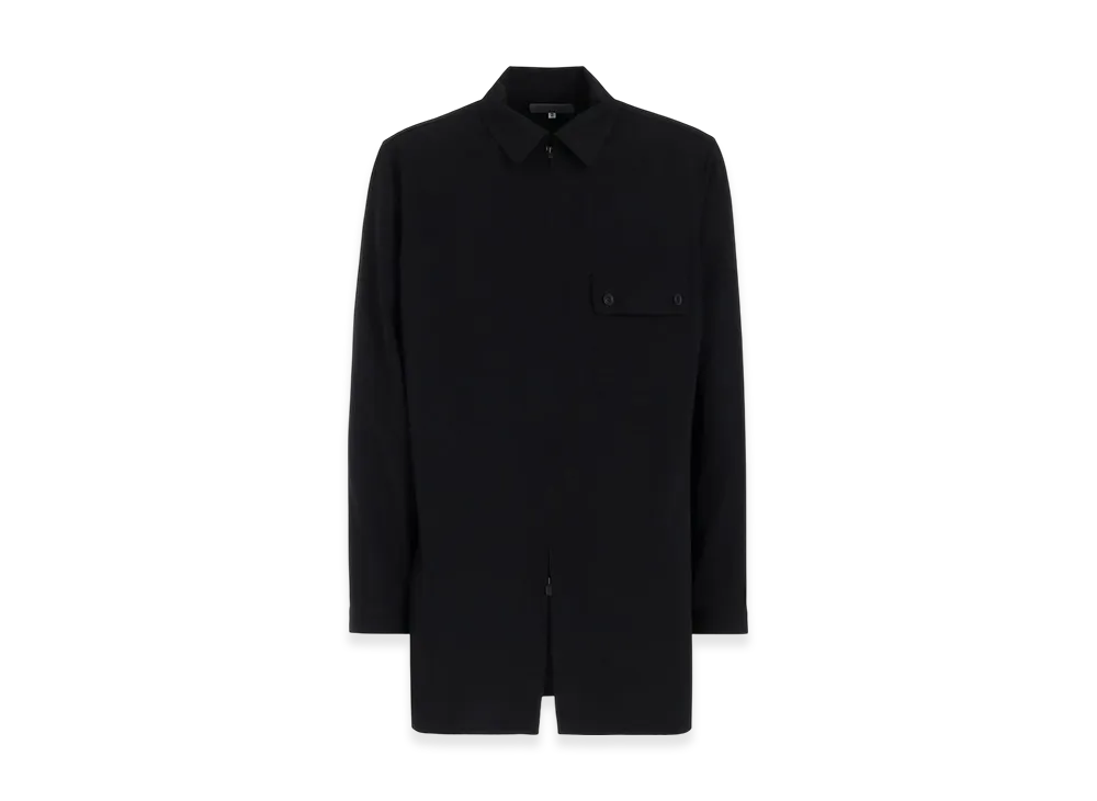Yohji Yamamoto POUR HOMME Wool Gabardine Front Zip Blouse "Black"