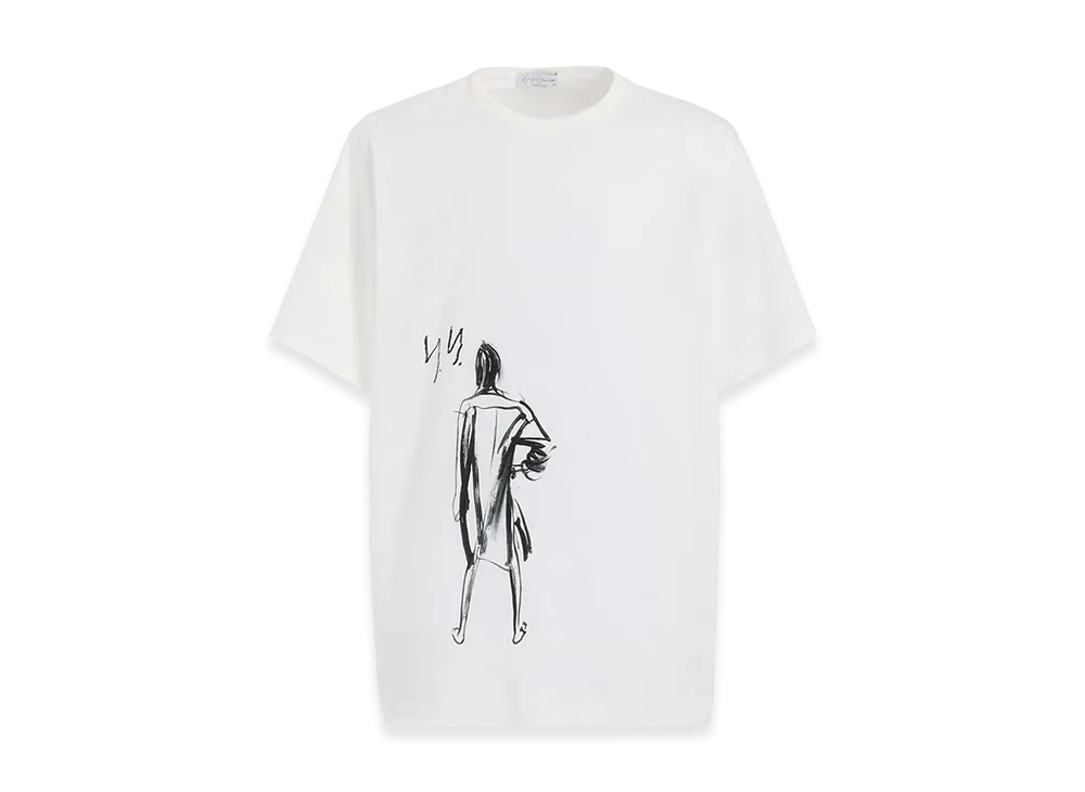 Yohji Yamamoto POUR HOMME Single Jersey Print Half Sleeve A "White"